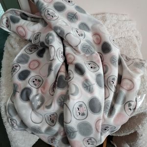 Soft Pink & Gray Owl Sherpa baby crib blanket New Arrival Baby Shower